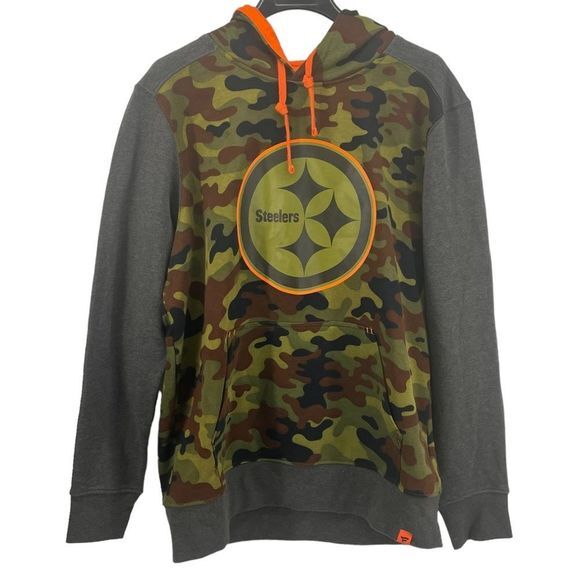 NFL Pro Line Steelers Mens Hoodie Sweatshirt Camo Green Brown Black sz Large - Picture 1 of 6